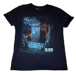 Dr Who Tardis T-Shirt Size Medium Blue Short Sleeve British TV Show Womens